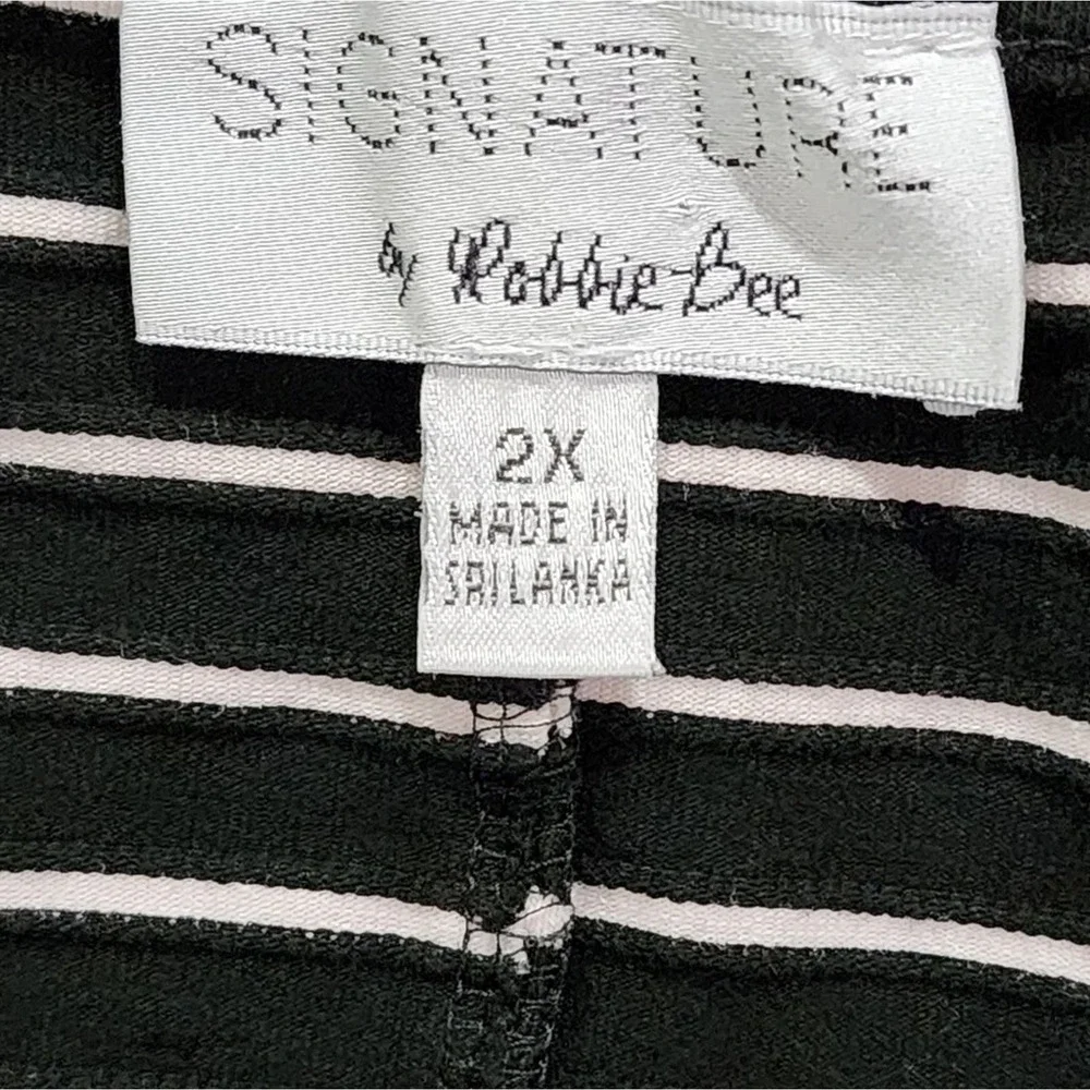 Signature‎ black and white tied waist midi flare dress plus size 2X